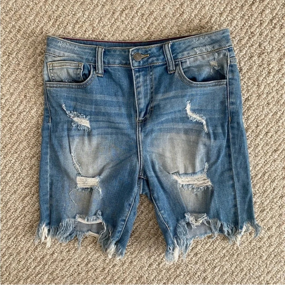 Vici Distressed Bermuda Jean Shorts - Picture 2 of 5